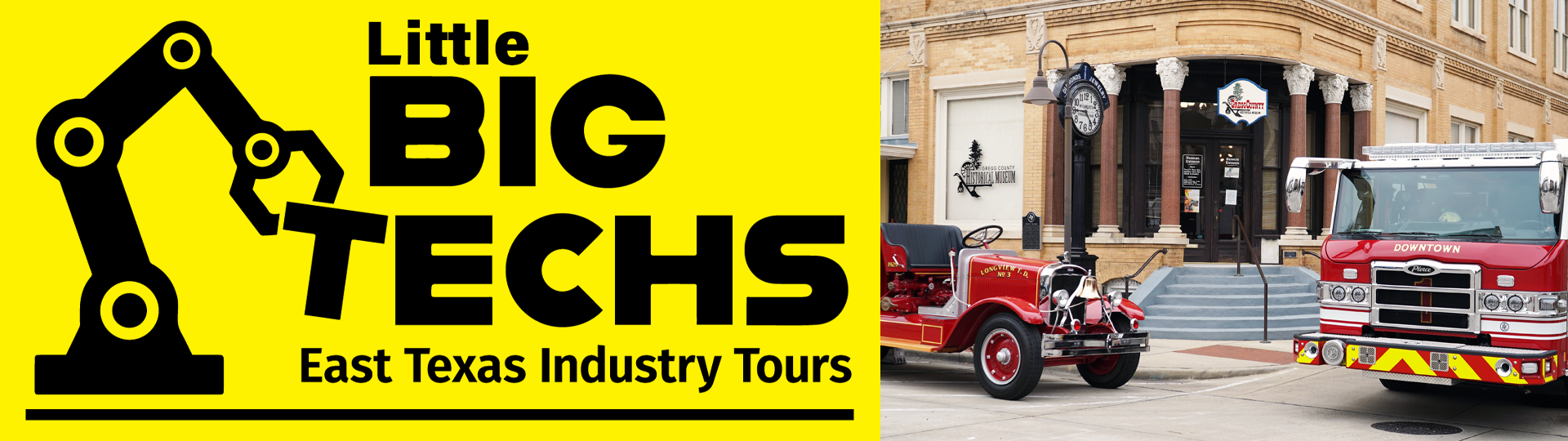 Photo Graphic - fire engines and black logo on yellow