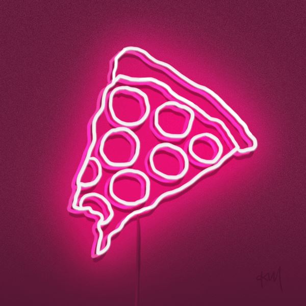 pink neon pizza sign