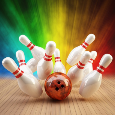 bowling ball and pins