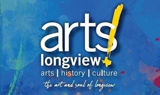 Arts Longview logo over a blue watercolor wash, highlighting the city’s creative spirit