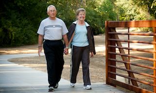 Cute senior couple walks on Paul Boorman Trail