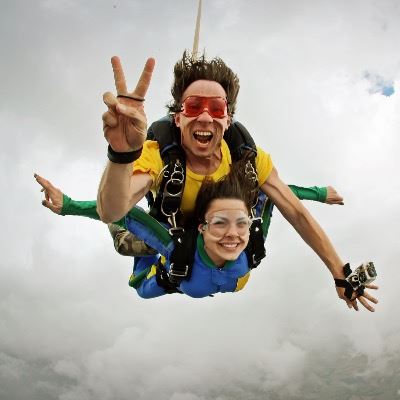 couple skydiving