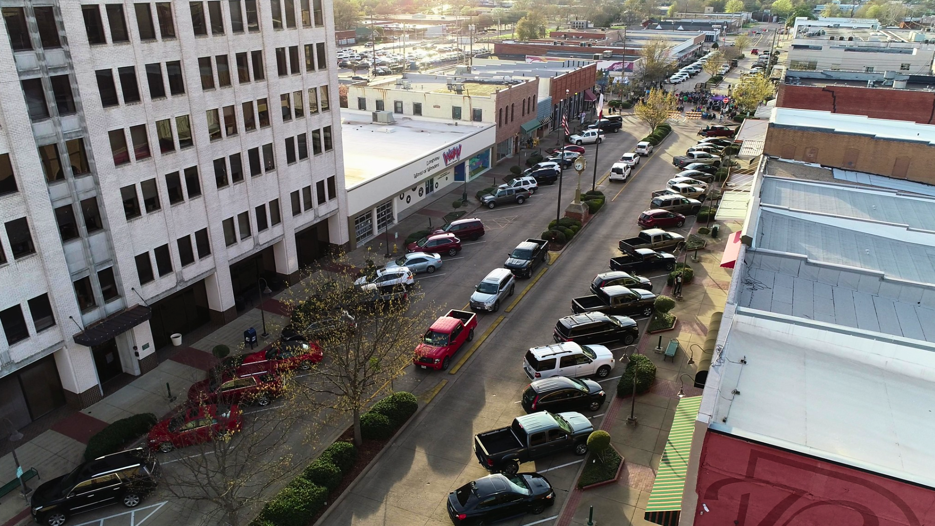 Aerial view of Downtown On-street Parking